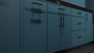 Hampton Square Oceana Blue ( Maple | Plain Cut [ Frameless • Satin • Painted ] - 10' X 10' Kitchen Cabinet ) | Assembled In USA