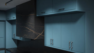 Hampton Square Oceana Blue ( Maple | Plain Cut [ Frameless • Satin • Painted ] - 10' X 10' Kitchen Cabinet ) | Assembled In USA