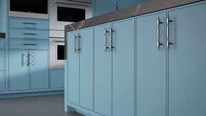 Hampton Square Oceana Blue ( Maple | Plain Cut [ Frameless • Satin • Painted ] - 10' X 10' Kitchen Cabinet ) | Assembled In USA