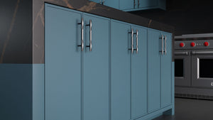 Hampton Square Oceana Blue ( Maple | Plain Cut [ Frameless • Satin • Painted ] - 10' X 10' Kitchen Cabinet ) | Assembled In USA