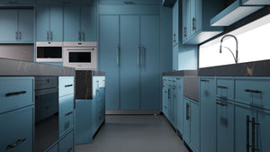 Hampton Square Oceana Blue ( Maple | Plain Cut [ Frameless • Satin • Painted ] - 10' X 10' Kitchen Cabinet ) | Assembled In USA