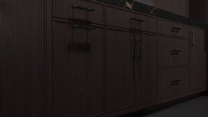 Hampton Square Onyx Cherry ( Cherry | Plain Cut [ Frameless • Satin • Stained ] - 10' X 10' Kitchen Cabinet ) | Assembled In USA