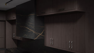 Hampton Square Onyx Cherry ( Cherry | Plain Cut [ Frameless • Satin • Stained ] - 10' X 10' Kitchen Cabinet ) | Assembled In USA