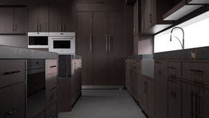 Hampton Square Onyx Cherry ( Cherry | Plain Cut [ Frameless • Satin • Stained ] - 10' X 10' Kitchen Cabinet ) | Assembled In USA