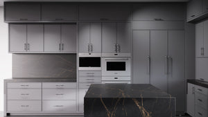 Hampton Square Peppercorn ( Maple | Plain Cut [ Frameless • Satin • Painted ] - 10' X 10' Kitchen Cabinet ) | Assembled In USA