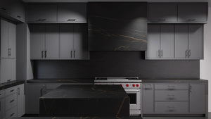 Hampton Square Peppercorn ( Maple | Plain Cut [ Frameless • Satin • Painted ] - 10' X 10' Kitchen Cabinet ) | Assembled In USA