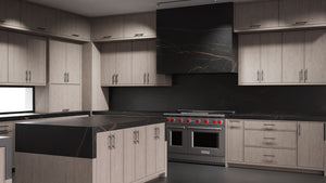 Hampton Square Pewter Cherry ( Cherry | Plain Cut [ Frameless • Satin • Stained ] - 10' X 10' Kitchen Cabinet ) | Assembled In USA