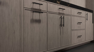 Hampton Square Pewter Cherry ( Cherry | Plain Cut [ Frameless • Satin • Stained ] - 10' X 10' Kitchen Cabinet ) | Assembled In USA