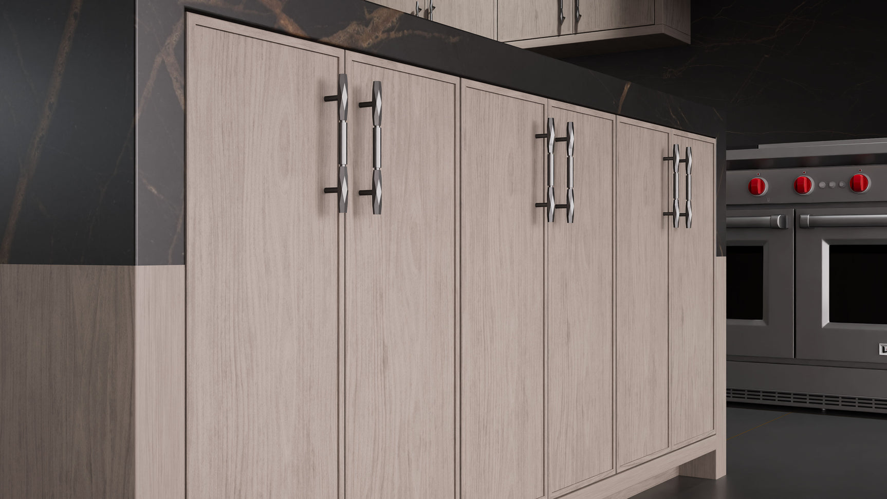 Hampton Square Pewter Cherry ( Cherry | Plain Cut [ Frameless • Satin • Stained ] - 10' X 10' Kitchen Cabinet ) | Assembled In USA