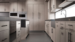 Hampton Square Pewter Cherry ( Cherry | Plain Cut [ Frameless • Satin • Stained ] - 10' X 10' Kitchen Cabinet ) | Assembled In USA