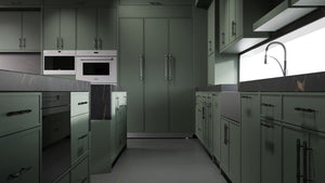 Hampton Square Pewter Green ( Maple | Plain Cut [ Frameless • Satin • Painted ] - 10' X 10' Kitchen Cabinet ) | Assembled In USA