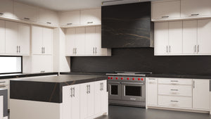 Hampton Square Repose Gray ( Maple | Plain Cut [ Frameless • Satin • Painted ] - 10' X 10' Kitchen Cabinet ) | Assembled In USA