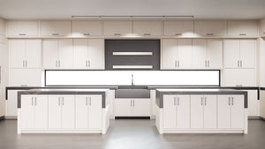 Hampton Square Repose Gray ( Maple | Plain Cut [ Frameless • Satin • Painted ] - 10' X 10' Kitchen Cabinet ) | Assembled In USA