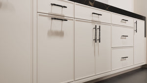 Hampton Square Repose Gray ( Maple | Plain Cut [ Frameless • Satin • Painted ] - 10' X 10' Kitchen Cabinet ) | Assembled In USA