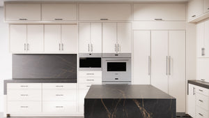 Hampton Square Repose Gray ( Maple | Plain Cut [ Frameless • Satin • Painted ] - 10' X 10' Kitchen Cabinet ) | Assembled In USA