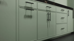 Hampton Square Sage Green ( Maple | Plain Cut [ Frameless • Satin • Painted ] - 10' X 10' Kitchen Cabinet ) | Assembled In USA