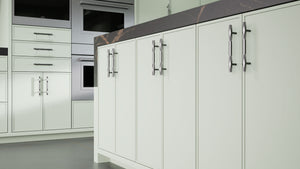 Hampton Square Sage Green ( Maple | Plain Cut [ Frameless • Satin • Painted ] - 10' X 10' Kitchen Cabinet ) | Assembled In USA