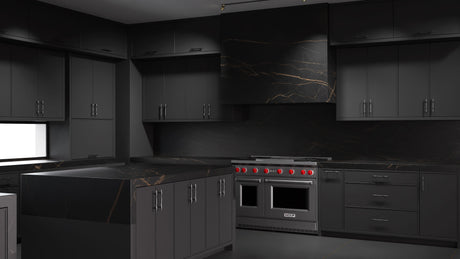 Hampton Square Simply Black ( Maple | Plain Cut [ Frameless • Satin • Painted ] - 10' X 10' Kitchen Cabinet ) | Assembled In USA