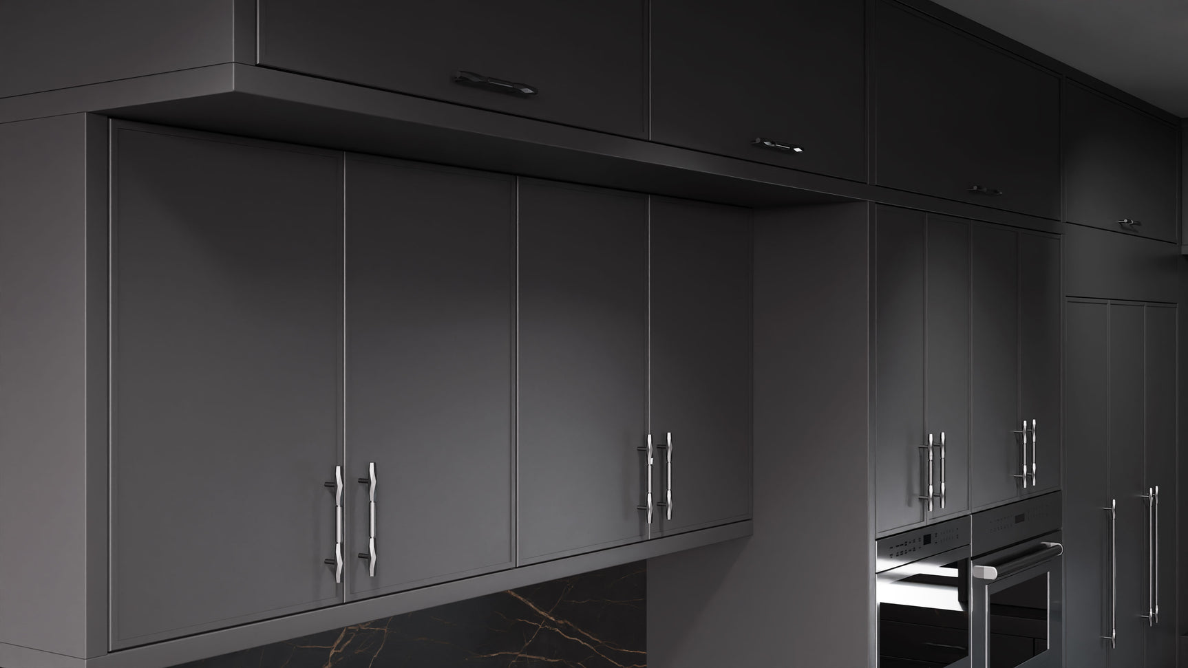 Hampton Square Simply Black ( Maple | Plain Cut [ Frameless • Satin • Painted ] - 10' X 10' Kitchen Cabinet ) | Assembled In USA