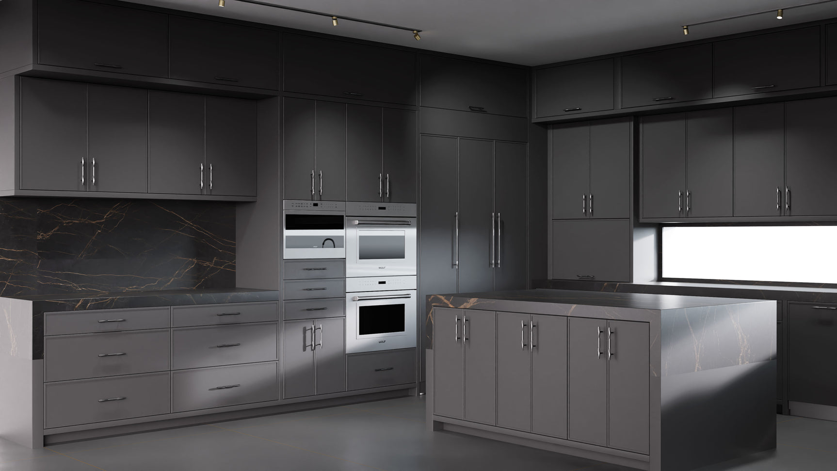 Hampton Square Simply Black ( Maple | Plain Cut [ Frameless • Satin • Painted ] - 10' X 10' Kitchen Cabinet ) | Assembled In USA