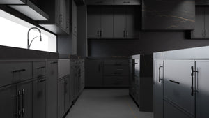 Hampton Square Simply Black ( Maple | Plain Cut [ Frameless • Satin • Painted ] - 10' X 10' Kitchen Cabinet ) | Assembled In USA