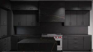 Hampton Square Simply Black ( Maple | Plain Cut [ Frameless • Satin • Painted ] - 10' X 10' Kitchen Cabinet ) | Assembled In USA