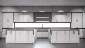 Hampton Square Simply Gray ( Maple | Plain Cut [ Frameless • Satin • Painted ] - 10' X 10' Kitchen Cabinet ) | Assembled In USA