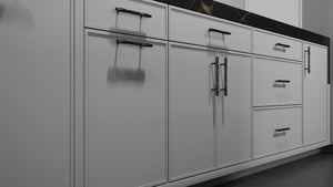 Hampton Square Simply Gray ( Maple | Plain Cut [ Frameless • Satin • Painted ] - 10' X 10' Kitchen Cabinet ) | Assembled In USA