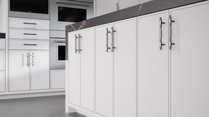 Hampton Square Simply Gray ( Maple | Plain Cut [ Frameless • Satin • Painted ] - 10' X 10' Kitchen Cabinet ) | Assembled In USA