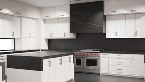 Hampton Square Simply White ( Maple | Plain Cut [ Frameless • Satin • Painted ] - 10' X 10' Kitchen Cabinet ) | Assembled In USA