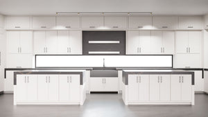 Hampton Square Simply White ( Maple | Plain Cut [ Frameless • Satin • Painted ] - 10' X 10' Kitchen Cabinet ) | Assembled In USA