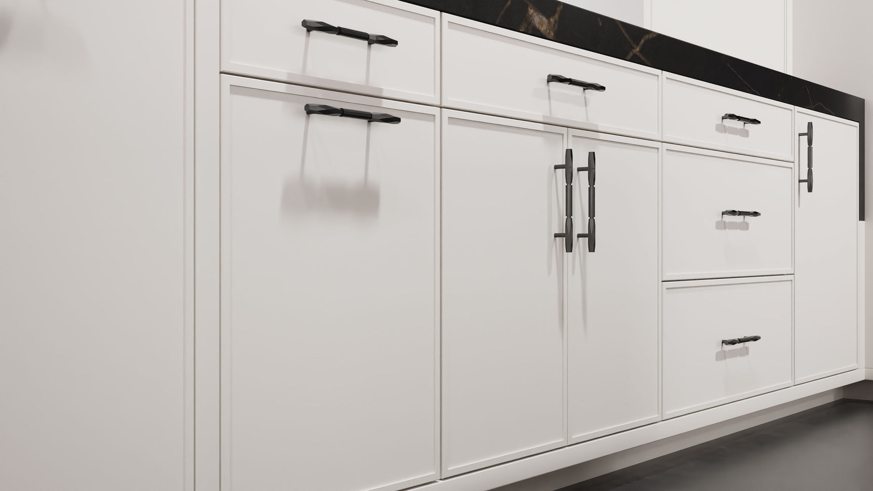 Hampton Square Simply White ( Maple | Plain Cut [ Frameless • Satin • Painted ] - 10' X 10' Kitchen Cabinet ) | Assembled In USA