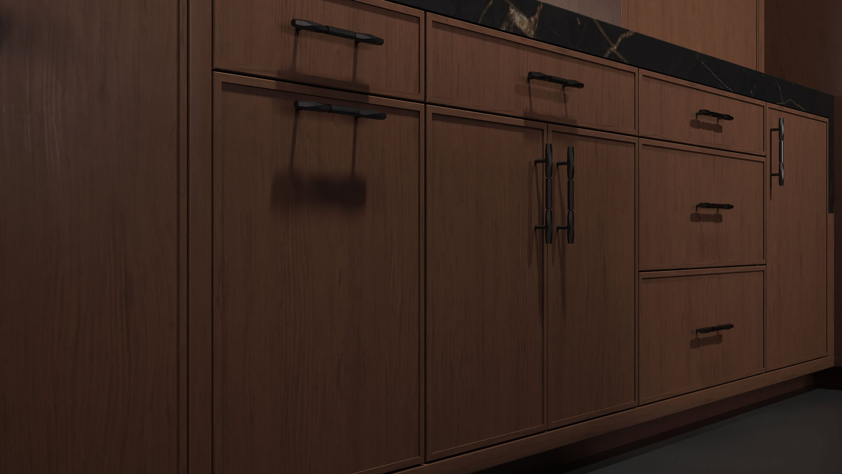 Hampton Square Winter Wheat ( Cherry | Plain Cut [ Frameless • Satin • Stained ] - 10' X 10' Kitchen Cabinet ) | Assembled In USA