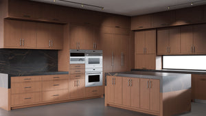 Hampton Square Winter Wheat ( Cherry | Plain Cut [ Frameless • Satin • Stained ] - 10' X 10' Kitchen Cabinet ) | Assembled In USA