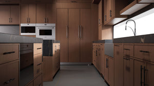 Hampton Square Winter Wheat ( Cherry | Plain Cut [ Frameless • Satin • Stained ] - 10' X 10' Kitchen Cabinet ) | Assembled In USA