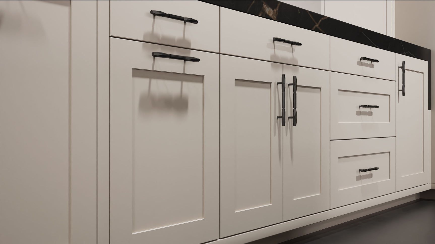 Lakeland Anew Gray ( Maple | Plain Cut [ Frameless • Satin • Painted ] - 10' X 10' Kitchen Cabinet ) | Assembled In USA