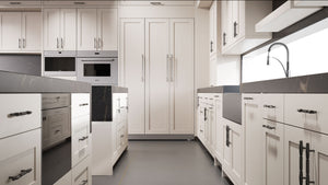 Lakeland Anew Gray ( Maple | Plain Cut [ Frameless • Satin • Painted ] - 10' X 10' Kitchen Cabinet ) | Assembled In USA