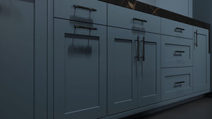 Lakeland Blue Slate ( Maple | Plain Cut [ Frameless • Satin • Painted ] - 10' X 10' Kitchen Cabinet ) | Assembled In USA