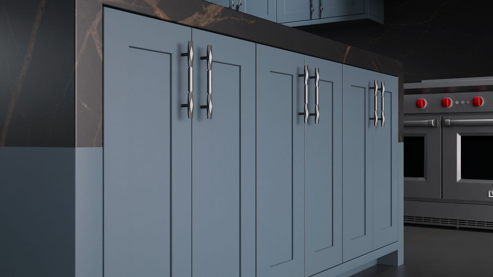 Lakeland Blue Slate ( Maple | Plain Cut [ Frameless • Satin • Painted ] - 10' X 10' Kitchen Cabinet ) | Assembled In USA