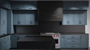 Lakeland Blue Slate ( Maple | Plain Cut [ Frameless • Satin • Painted ] - 10' X 10' Kitchen Cabinet ) | Assembled In USA