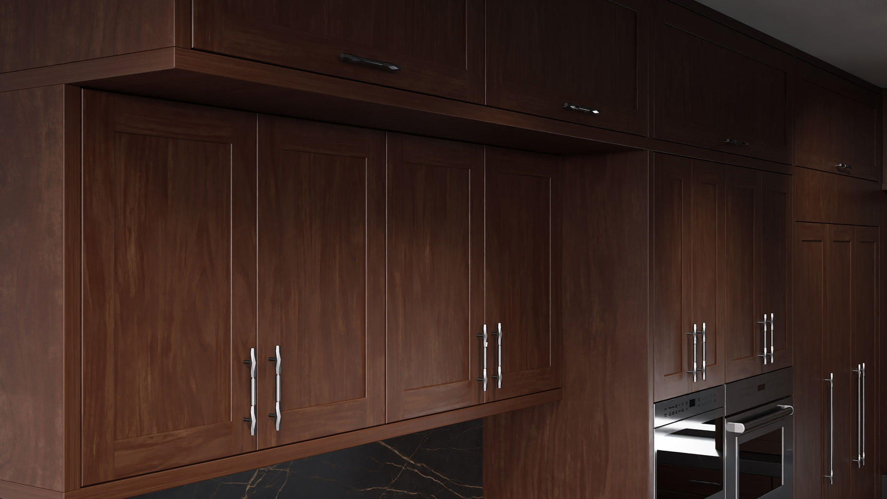 Lakeland Cherry Cognac ( Cherry | Plain Cut [ Frameless • Satin • Stained ] - 10' X 10' Kitchen Cabinet ) | Assembled In USA