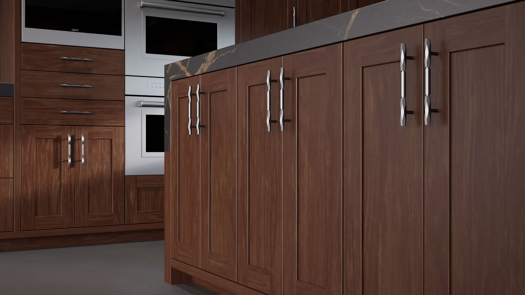 Lakeland Cherry Cognac ( Cherry | Plain Cut [ Frameless • Satin • Stained ] - 10' X 10' Kitchen Cabinet ) | Assembled In USA