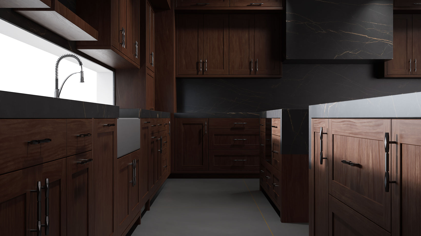 Lakeland Cherry Cognac ( Cherry | Plain Cut [ Frameless • Satin • Stained ] - 10' X 10' Kitchen Cabinet ) | Assembled In USA