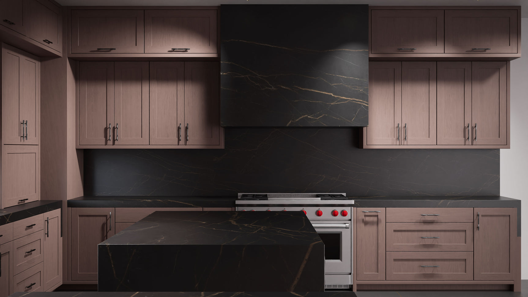 Lakeland Driftwood Cherry ( Cherry | Plain Cut [ Frameless • Satin • Stained ] - 10' X 10' Kitchen Cabinet ) | Assembled In USA