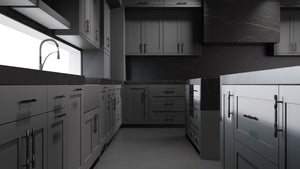 Lakeland Iron Ore ( Maple | Plain Cut [ Frameless • Satin • Painted ] - 10' X 10' Kitchen Cabinet ) | Assembled In USA