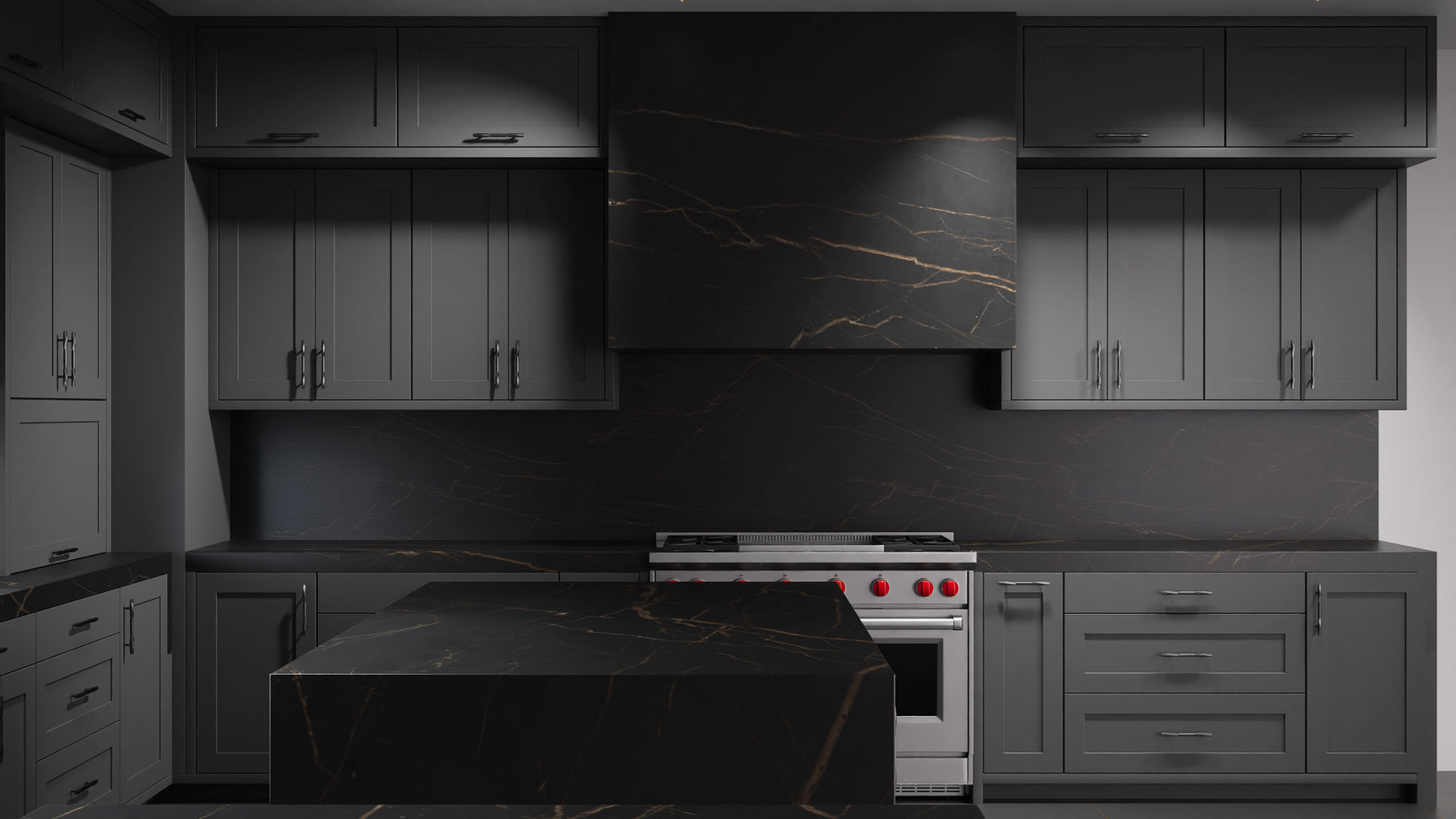 Lakeland Iron Ore ( Maple | Plain Cut [ Frameless • Satin • Painted ] - 10' X 10' Kitchen Cabinet ) | Assembled In USA