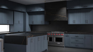 Lakeland Midnight Blue ( Maple | Plain Cut [ Frameless • Satin • Painted ] - 10' X 10' Kitchen Cabinet ) | Assembled In USA