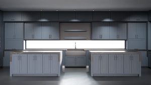 Lakeland Midnight Blue ( Maple | Plain Cut [ Frameless • Satin • Painted ] - 10' X 10' Kitchen Cabinet ) | Assembled In USA