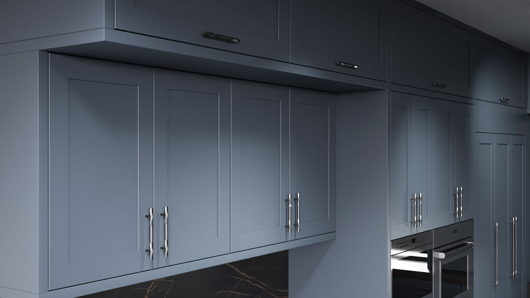 Lakeland Midnight Blue ( Maple | Plain Cut [ Frameless • Satin • Painted ] - 10' X 10' Kitchen Cabinet ) | Assembled In USA