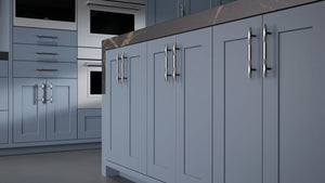 Lakeland Midnight Blue ( Maple | Plain Cut [ Frameless • Satin • Painted ] - 10' X 10' Kitchen Cabinet ) | Assembled In USA